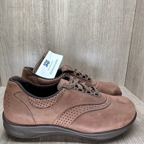SAS Walk Easy Walking Shoes Women 11 Lace Up Comfort Orthopedic Chocolate Nubuck